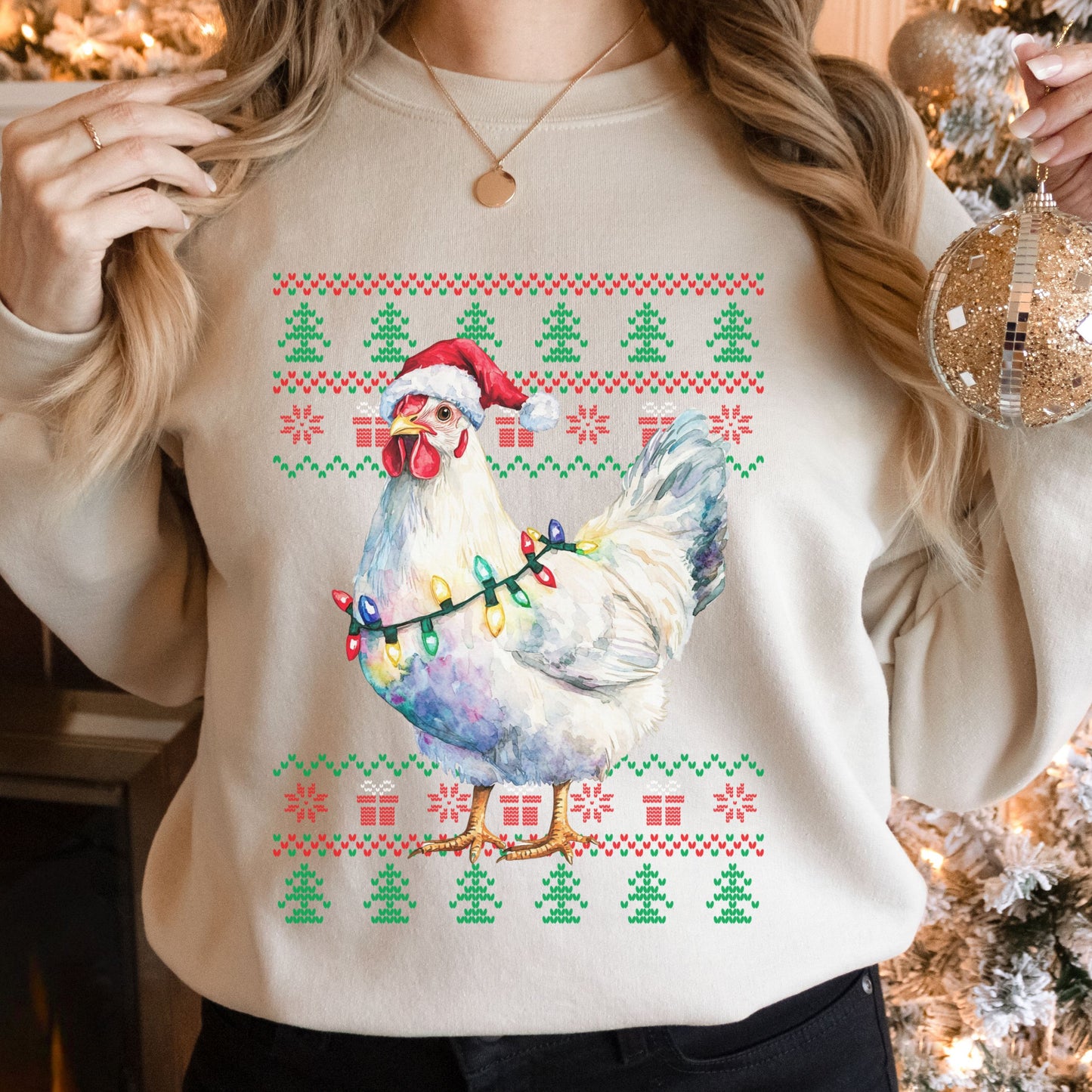 Ugly Christmas Sweater Chicken Sweatshirt