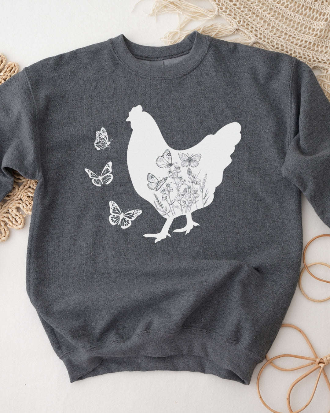 Butterfly Floral Chicken Sweatshirt