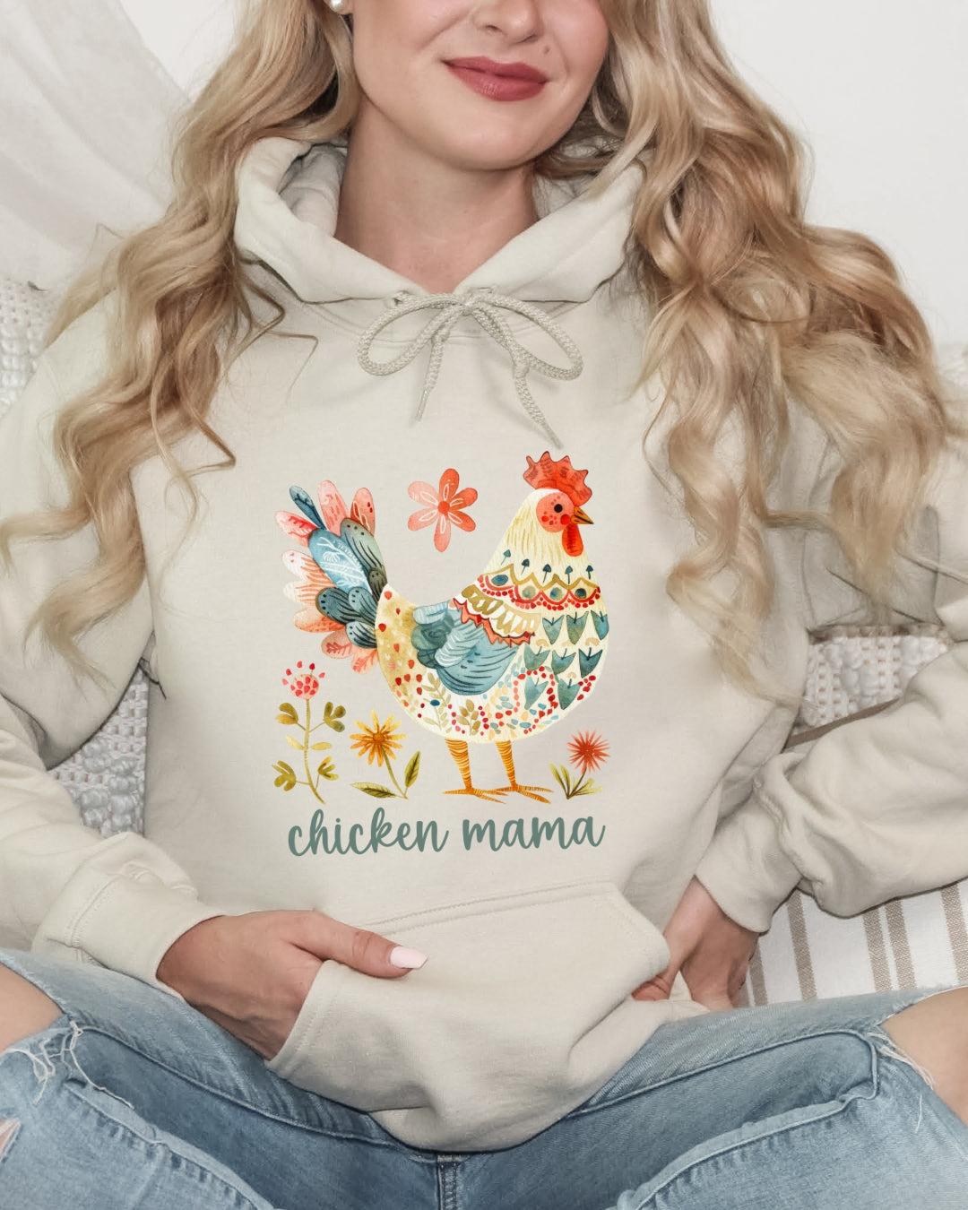 Folk Chicken Mama Hoodie