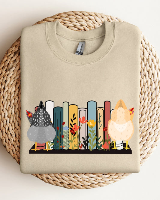 Bookshelf Chickens Sweatshirt