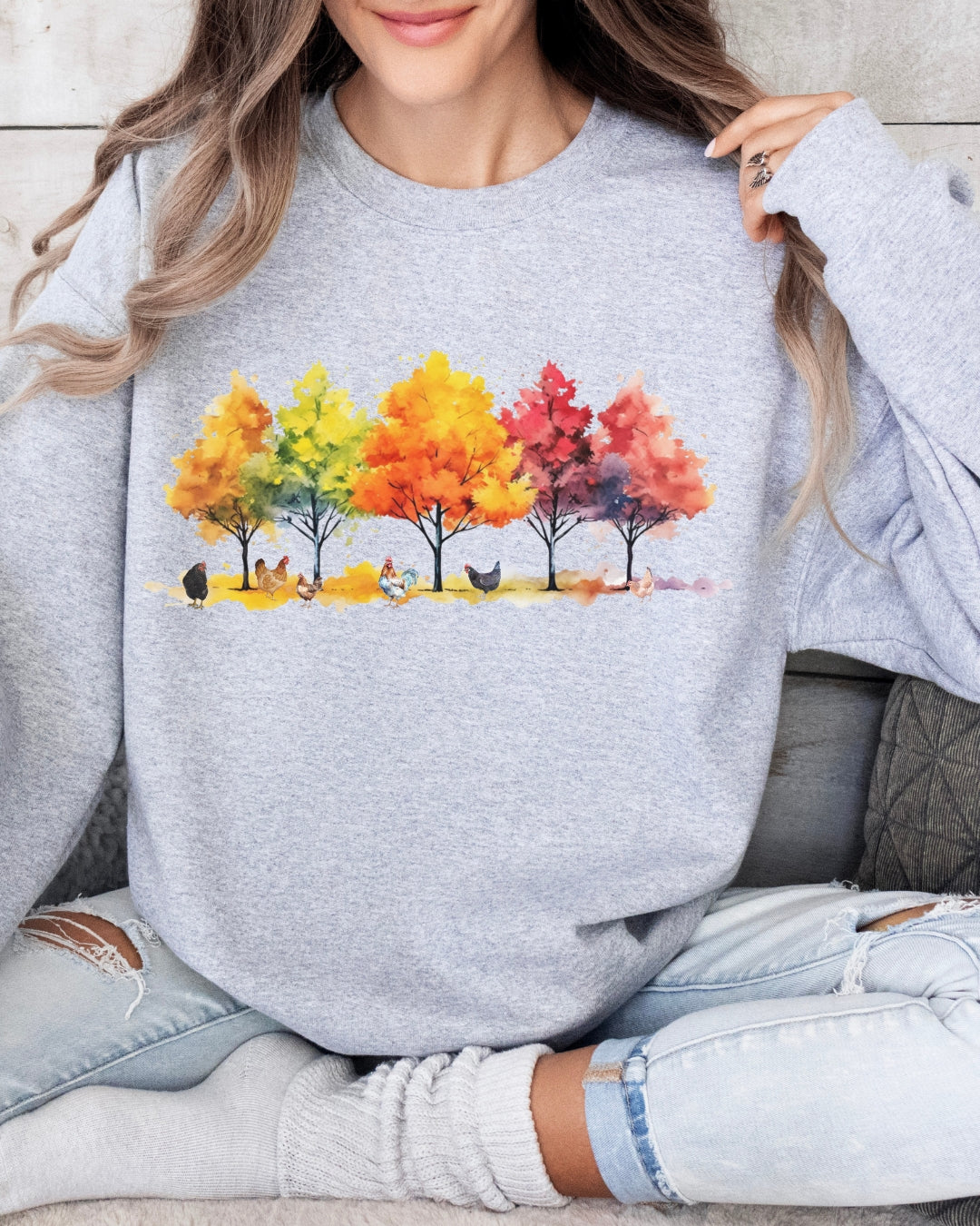 Fall Leaves and Chickens Sweatshirt