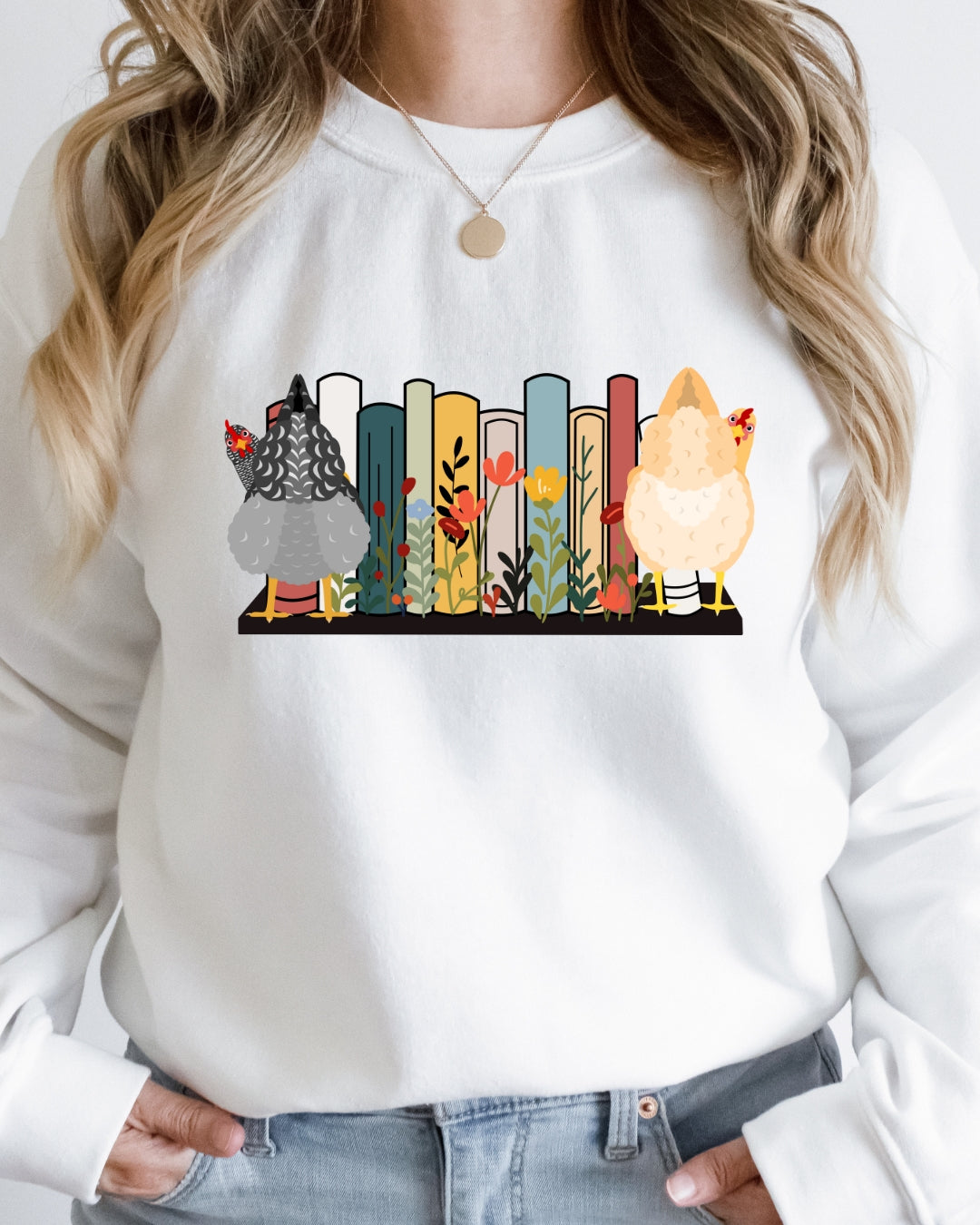 Bookshelf Chickens Sweatshirt