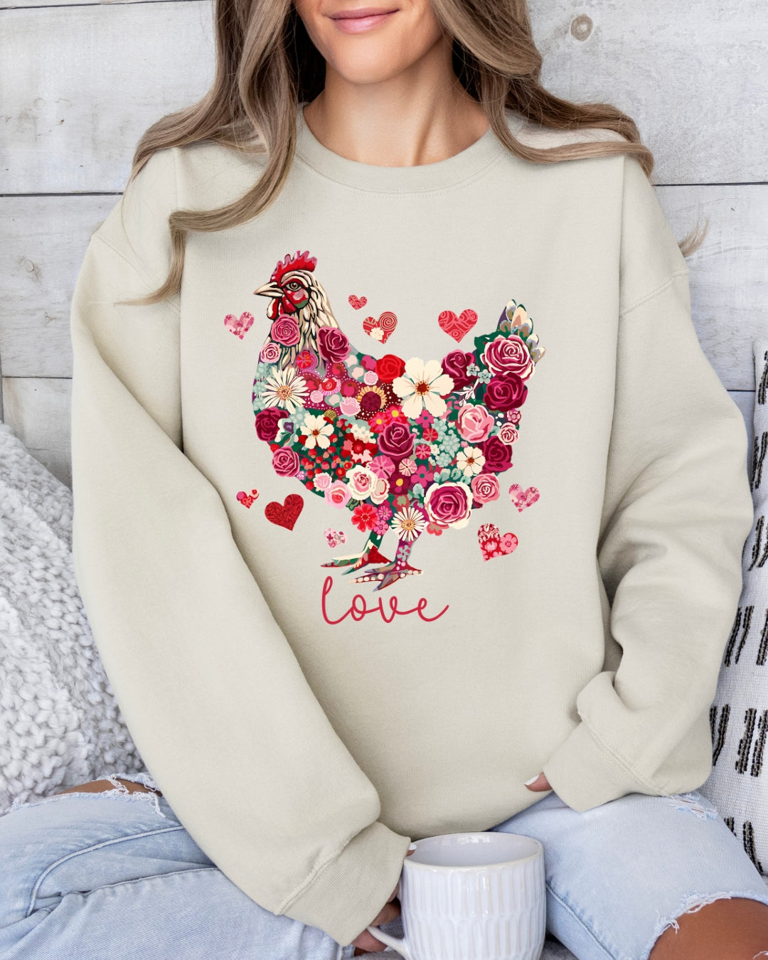 Floral Valentine Chicken Sweatshirt