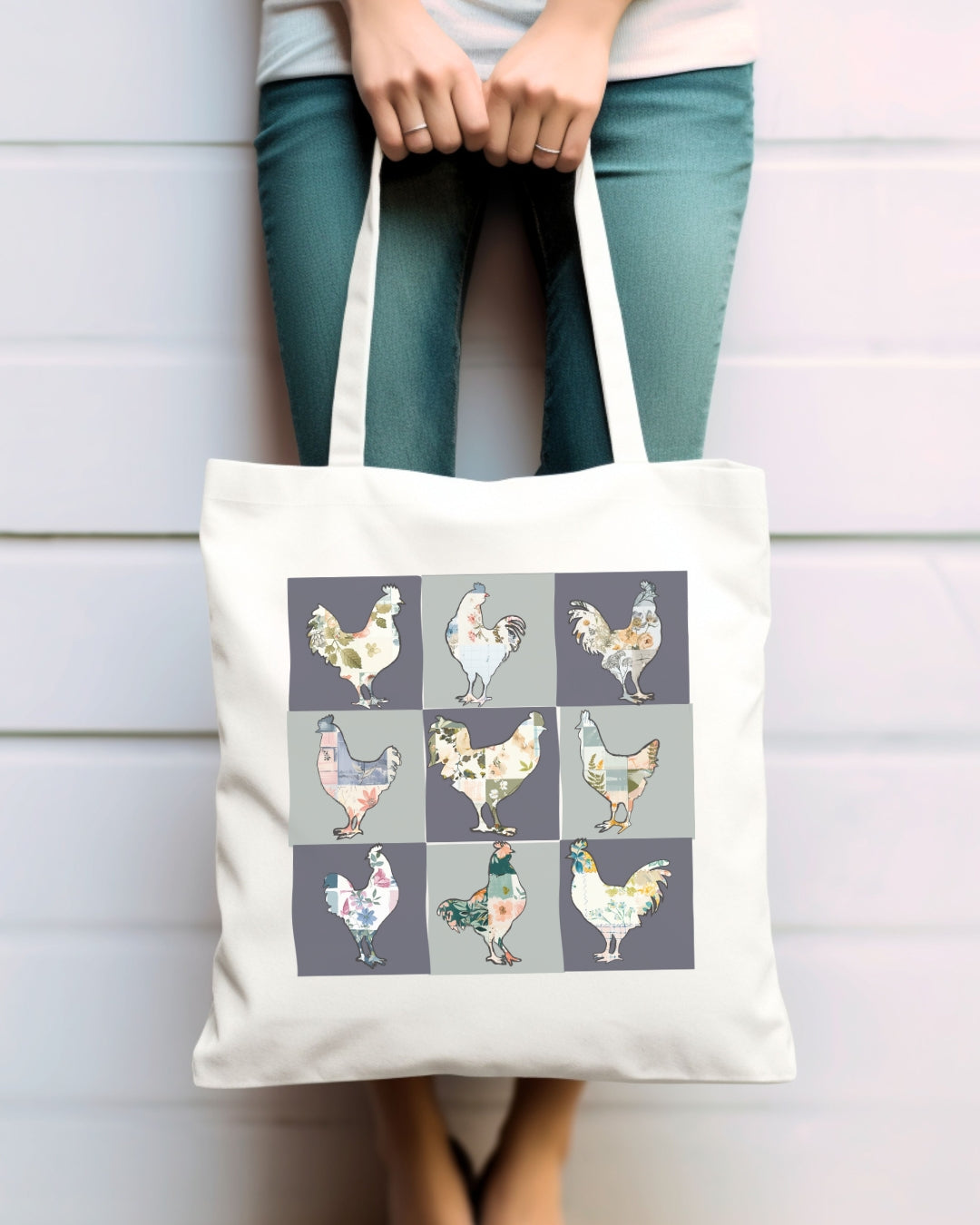 Boho Chicken Canvas Tote Bag