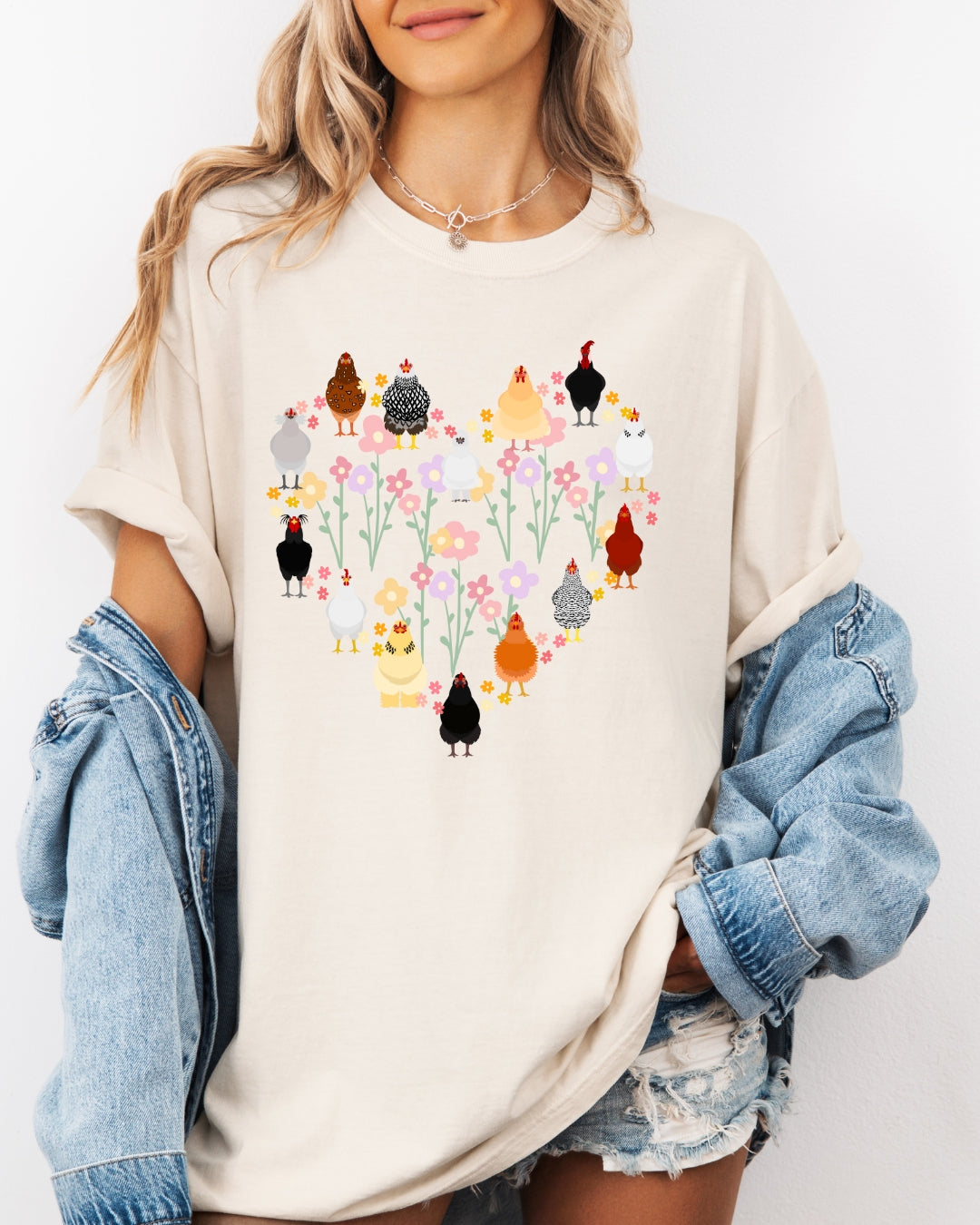 Floral Heart Chicken Tee