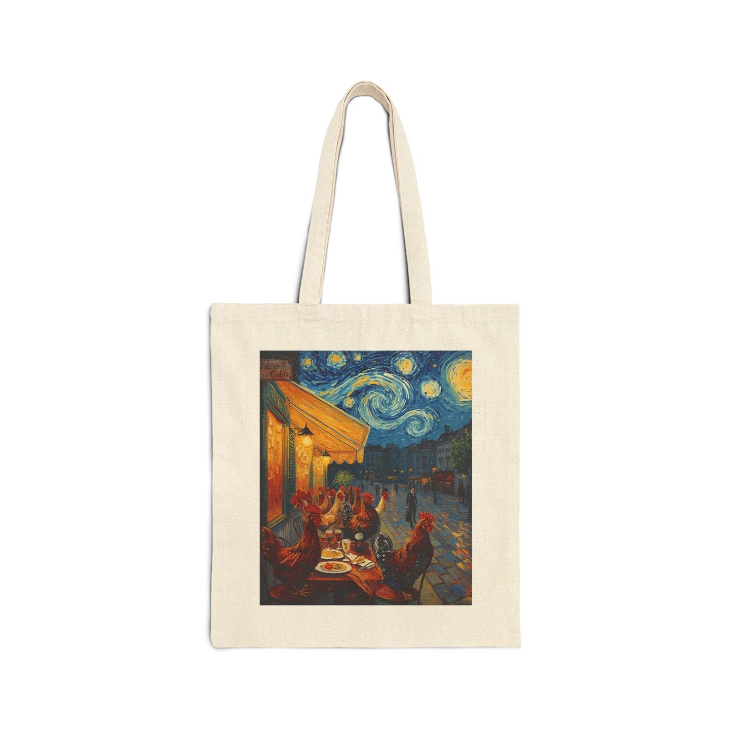 Parisian Cafe Chickens Canvas Tote Bag