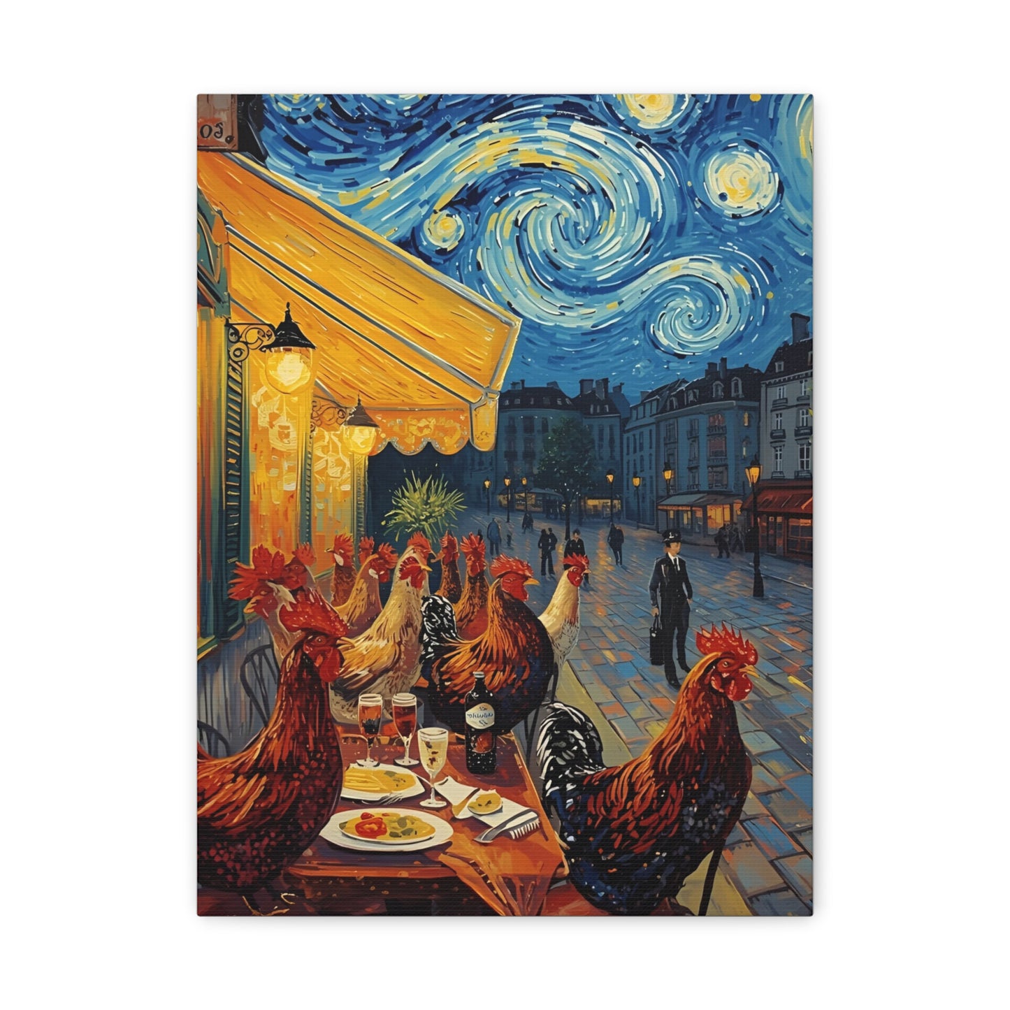 Parisian Cafe Chicken Canvas
