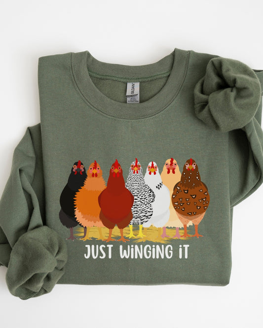 Just Winging It Chicken Sweatshirt