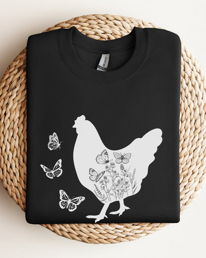 Butterfly Floral Chicken Sweatshirt
