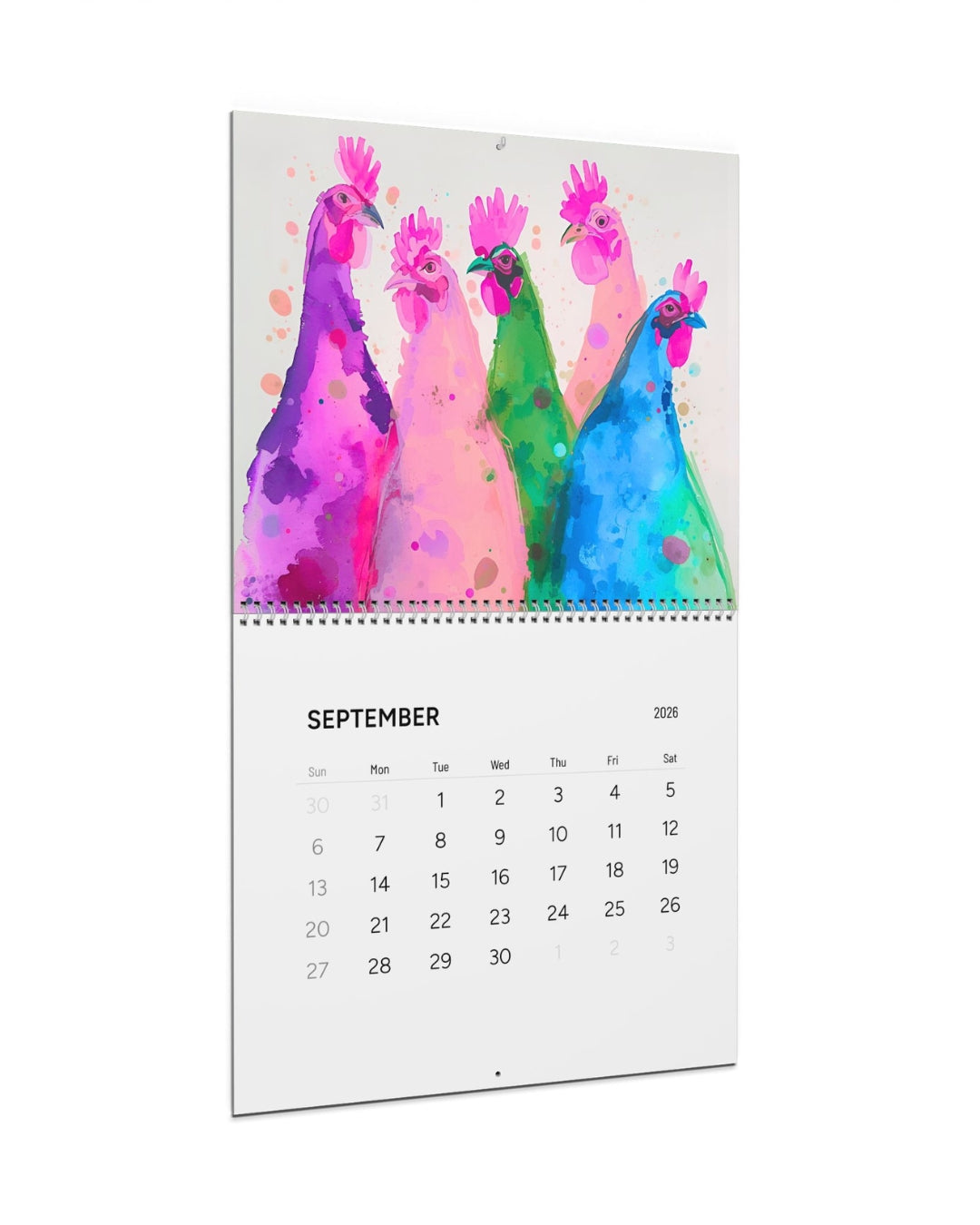 Cheerful Chickens 2026 Wall Calendar