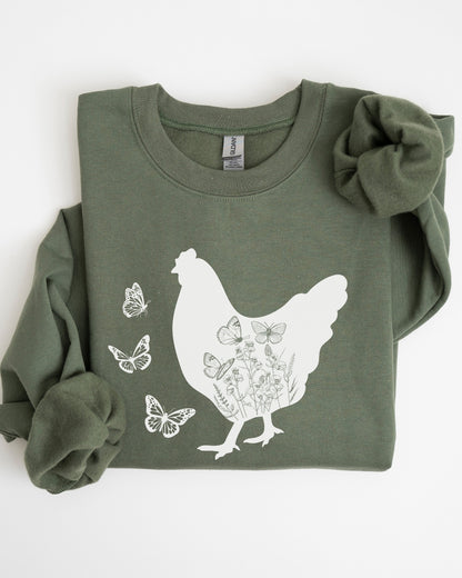 Butterfly Floral Chicken Sweatshirt
