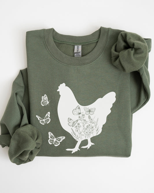 Butterfly Floral Chicken Sweatshirt