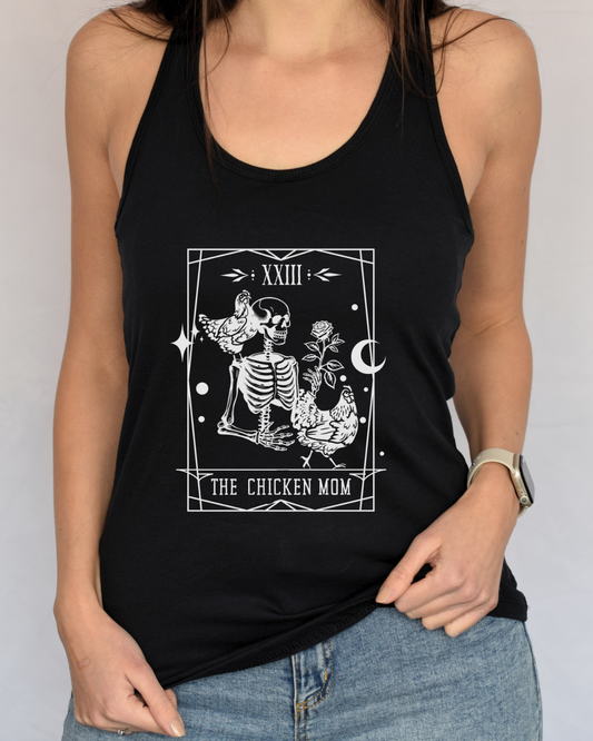 Tarot Card Chicken Mom Racerback Tank