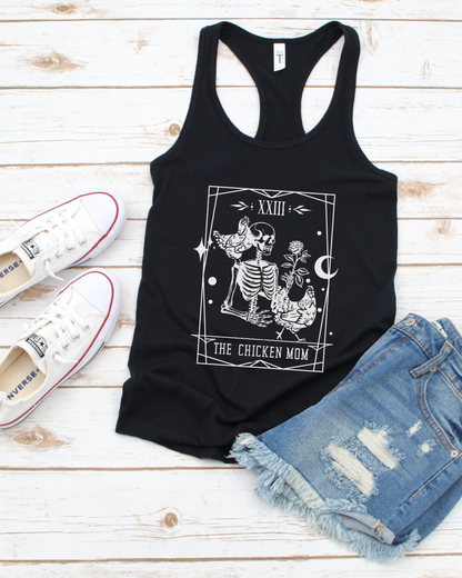 Tarot Card Chicken Mom Racerback Tank