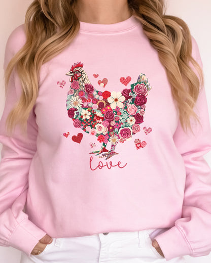 Floral Valentine Chicken Sweatshirt