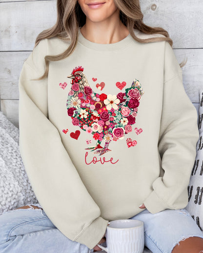 Floral Valentine Chicken Sweatshirt
