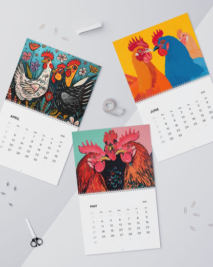 Cheerful Chickens 2026 Wall Calendar