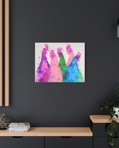 Colorful Chickens Canvas