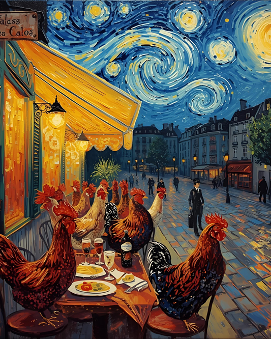 Parisian Cafe Chicken Canvas