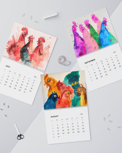 Cheerful Chickens 2026 Wall Calendar