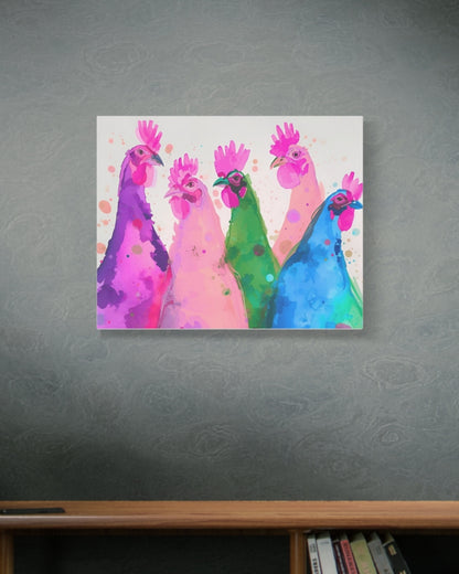 Colorful Chickens Canvas