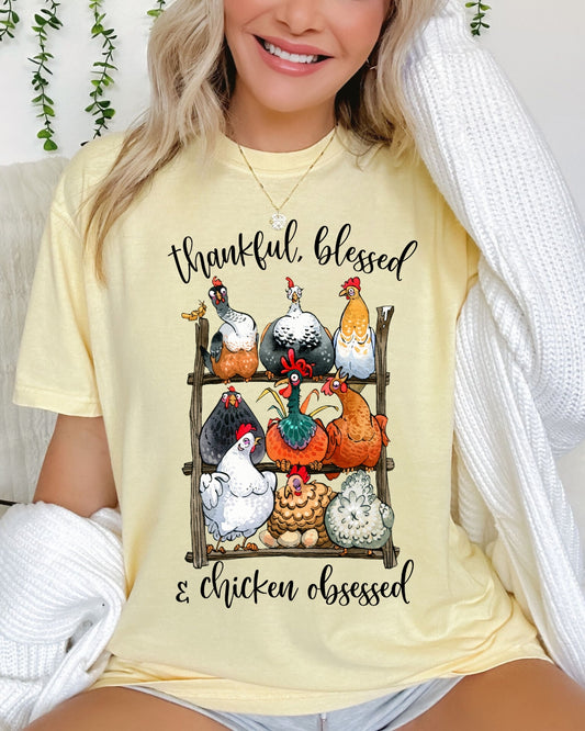 Thankful Blessed Chicken Lover Tee