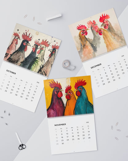 Cheerful Chickens 2026 Wall Calendar