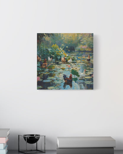 Waterlily Chickens Canvas