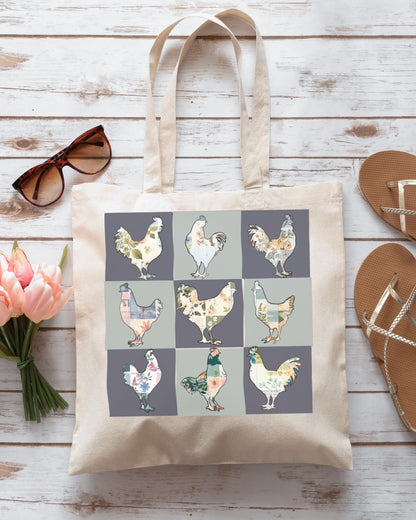 Boho Chicken Canvas Tote Bag