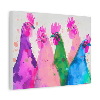 Colorful Chickens Canvas