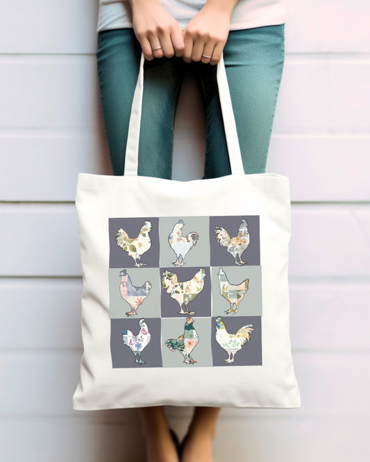Boho Chicken Canvas Tote Bag