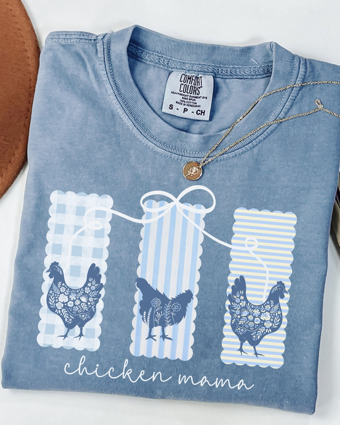 Blue Striped Chicken Mama Tee
