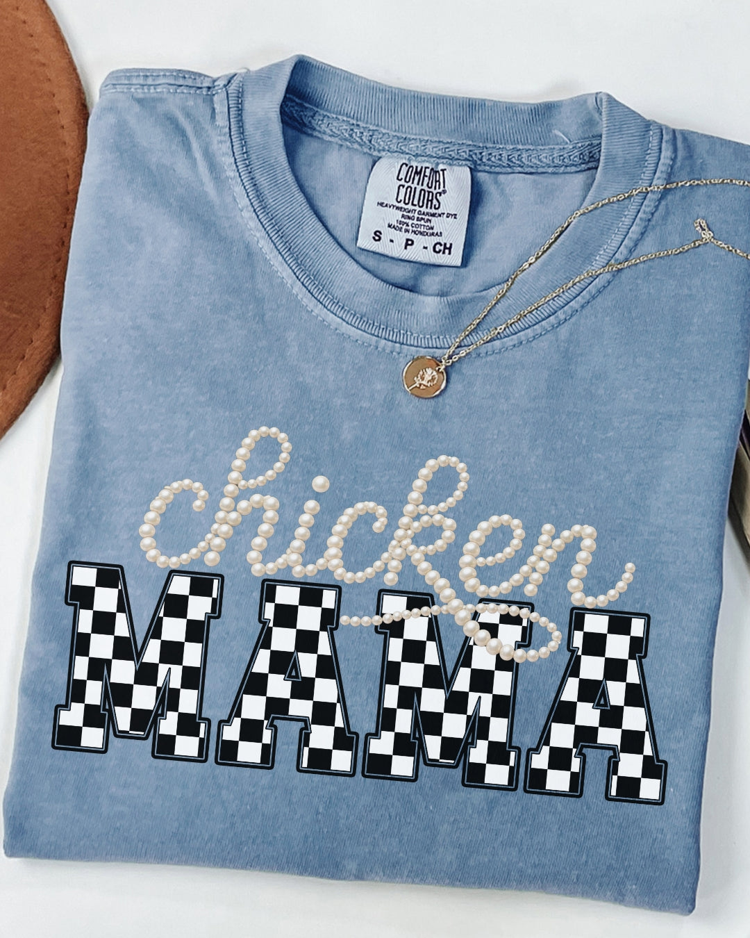 Checkered Chicken Mama Tee
