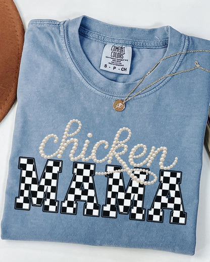 Checkered Chicken Mama Tee