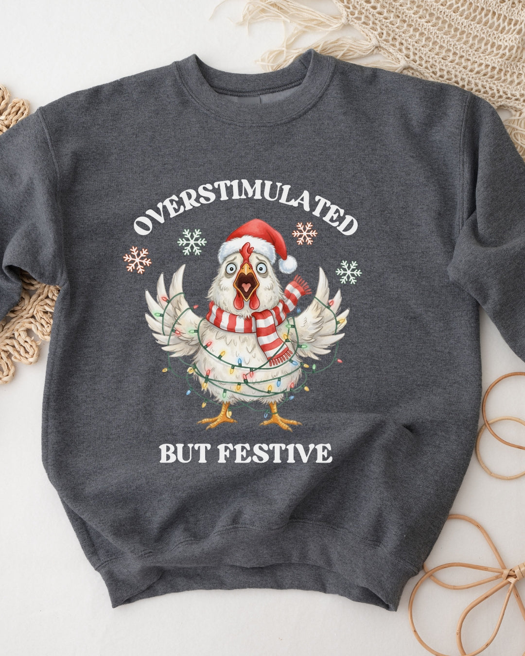Overstimulated Christmas Chicken Sweatshirt