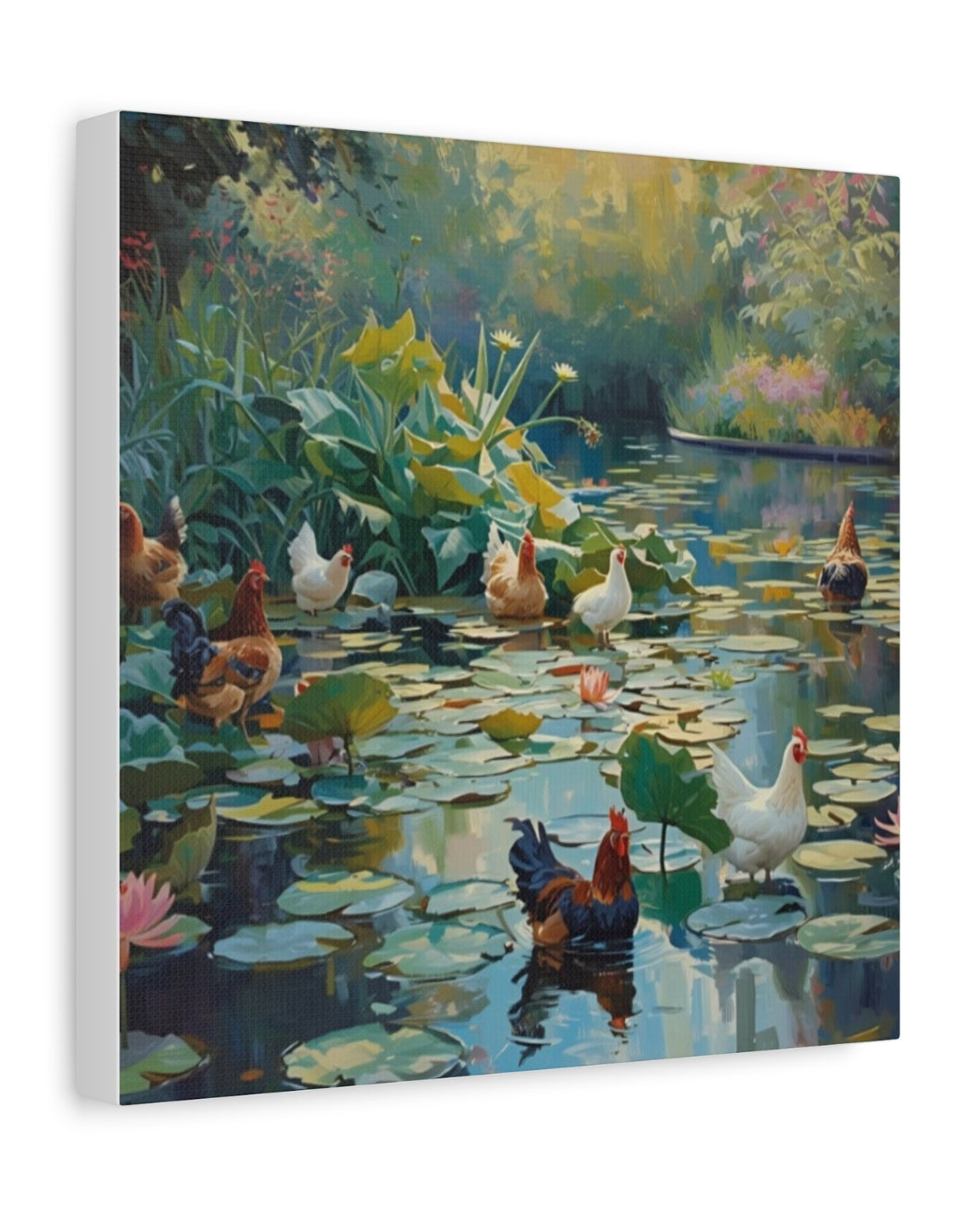 Waterlily Chickens Canvas
