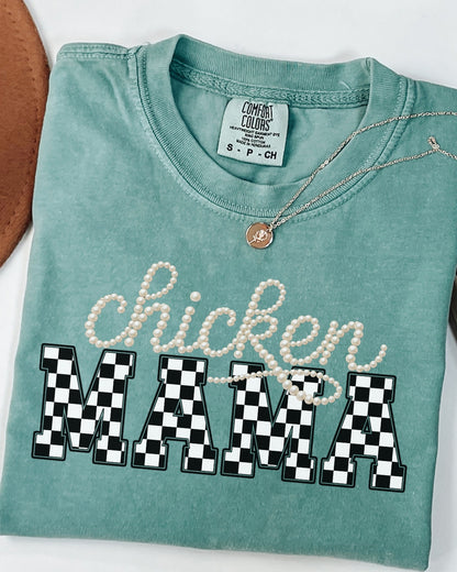 Checkered Chicken Mama Tee