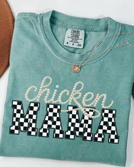Checkered Chicken Mama Tee