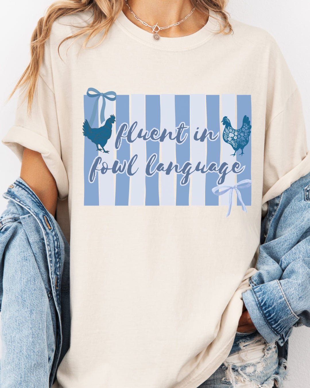Fowl Language Blue Chicken Tee